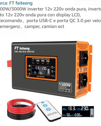 inverter onda pura 1500W con picco a 3000w 