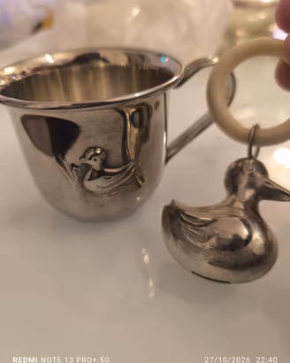 Set battesimo neonato vintage argentato  S.plated