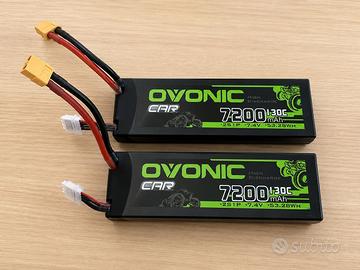 2 Batterie LiPo OVONIC 2S 7200mAh XT60 per RC 1/10