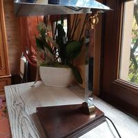 Lampada deco' in acciaio e radica