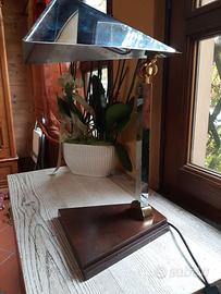 Lampada deco' in acciaio e radica