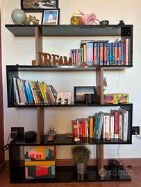 Libreria Design Moderno Nero/Noce