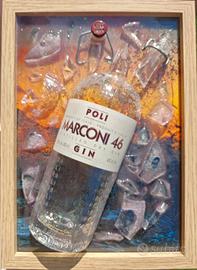 QUADRO VINTAGE CON BOTTIGLIA GIN