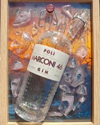 QUADRO VINTAGE CON BOTTIGLIA GIN