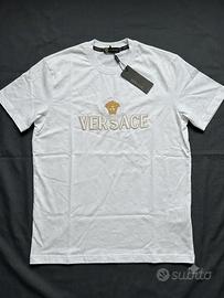T-shirt Versace Bianca con Logo Ricamato