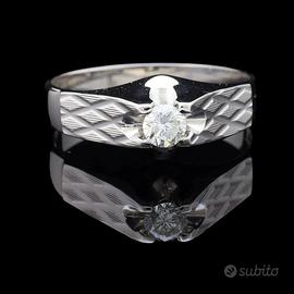 ANELLO SOLITARIO UOMO ORO 18 KT BRILLANTE 0.33 CT
