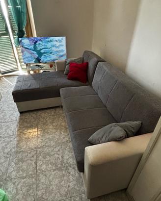 Divano letto angolare con penisola reversibile