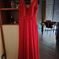 elegante vestito da sera rosso, nuovo tg M 