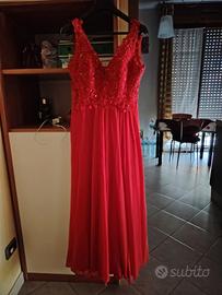 elegante vestito da sera rosso, nuovo tg M 