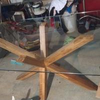 tavolo vetro e legno 