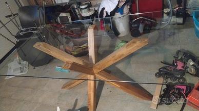 tavolo vetro e legno 