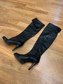 Stivali donna neri in pelle 38 con zip laterale