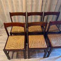 Sedie robuste legno scuro e paglia