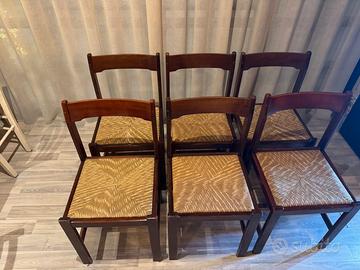 Sedie robuste legno scuro e paglia