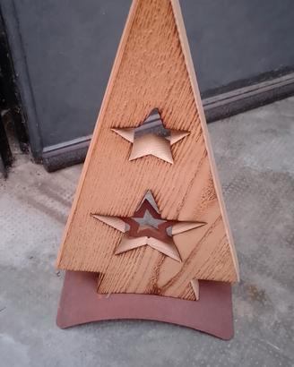 albero di natale legno e metallo brunito 55cm