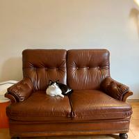 Divano + 2 poltrone in pelle