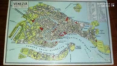Venezia mappa della città cartolina antica 