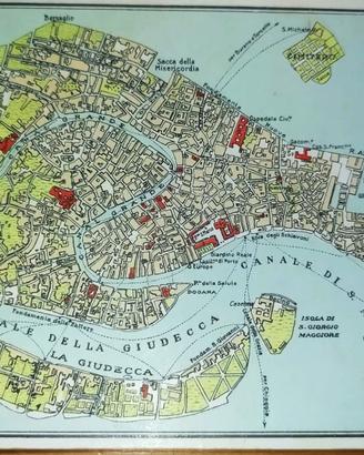 Venezia mappa della città cartolina antica 