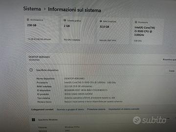 Pc fisso lenovo i5 32gb ram 250gb ssd nvidia p400