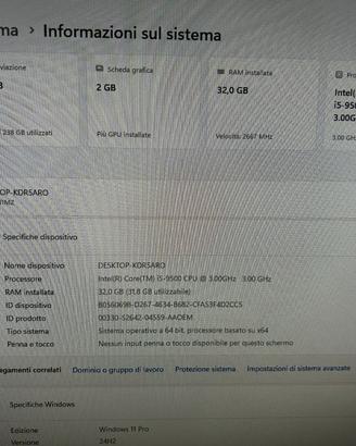 Pc fisso lenovo i5 32gb ram 250gb ssd nvidia p400