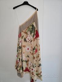 vestito monospalla con fiori