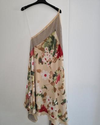 vestito monospalla con fiori