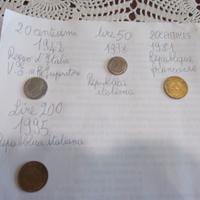 Monete dal 1942 al 1998, euro 20 l'una.