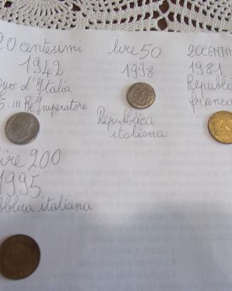 Monete dal 1942 al 1998, euro 20 l'una.