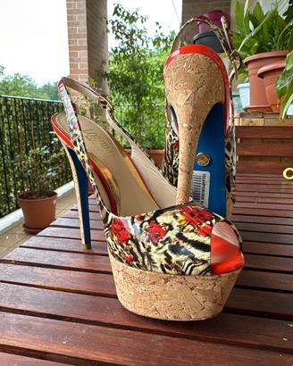 Slingback Loriblu vernice animalier e sughero - 37