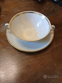 servizio da 11  da brodo porcellana e oro