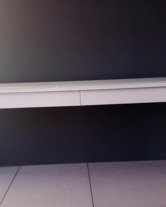 Scrivania/consolle con piano in vetro  e cassetti