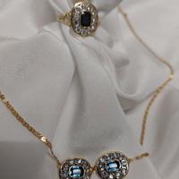 Anello e girocollo oro 18k con zaffiri e diamanti