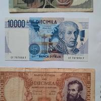 lotto di 3 banconote da 10 mila lire. 