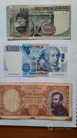 lotto di 3 banconote da 10 mila lire. 