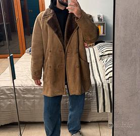 Shearling uomo cappotto in pelle scamosciata