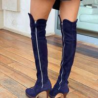 Stivali Casadei sopra il ginocchio camoscio prugna