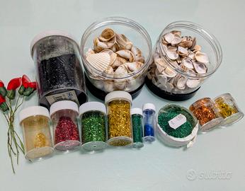 Lotto glitter e conchiglie per fai-da-te 