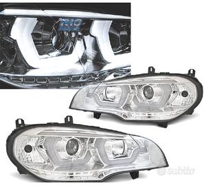 FARI BMW X5 E70 07-13 LED OCCHI ANGEL CROMATI