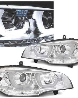 FARI BMW X5 E70 07-13 LED OCCHI ANGEL CROMATI