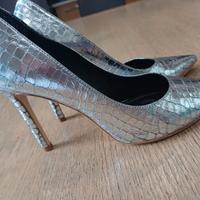 Décolleté argento pitonato