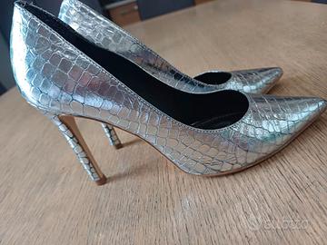 Décolleté argento pitonato