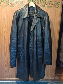 Cappotto nero in pelle da uomo