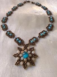 Collana Art Decò Vintage Pendente Stella Pietra 