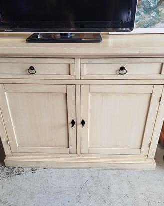 Credenza in legno shabby colore avorio doppia anta