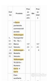 Barre porta tutto Volkswagen t6