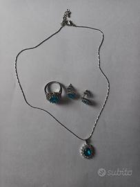 set gioielli con gemme azzurre