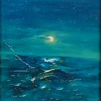 Quadro mare notturno Pittore Pietro Dell'Aversana 