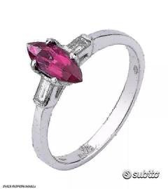 ANELLO ORO 18kt. DIAMANTI E CORINDONE MARQUISE