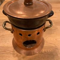 Set fonduta in metallo/rame e terracotta NUOVO