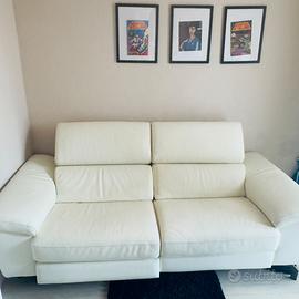 Divano PoltroneSofà in vera pelle bianca
